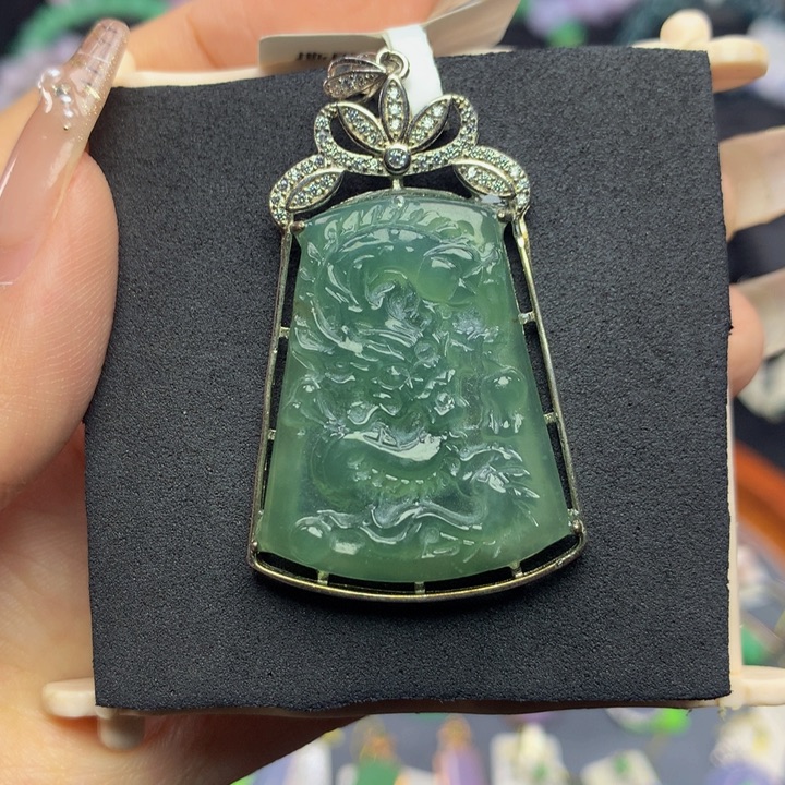 翡翠手链银S925镶嵌翡翠