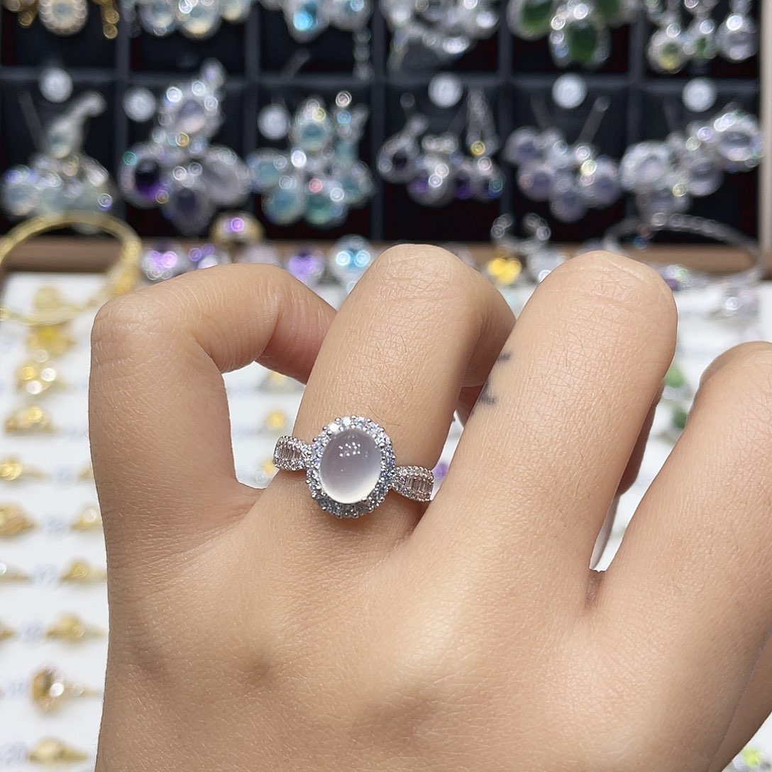 肉***u岫玉银S925镶嵌戒指