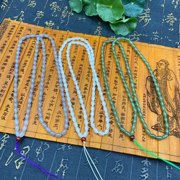 和田玉白玉4mm米珠时尚百搭手工链子男女款纯手工挂脖多样性发货