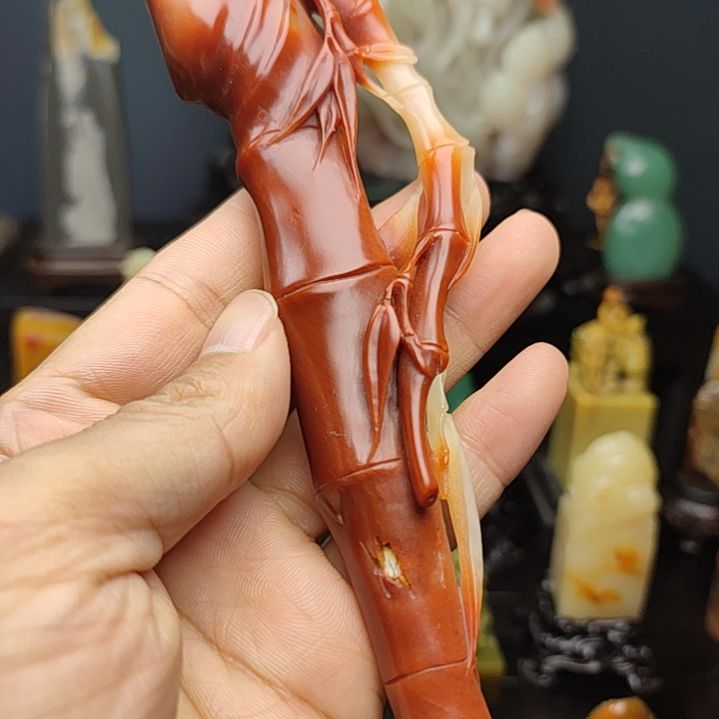 寿山石印石手把件手把件