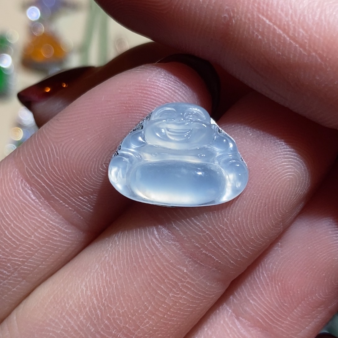 翡翠裸石高冰茅台白小佛公