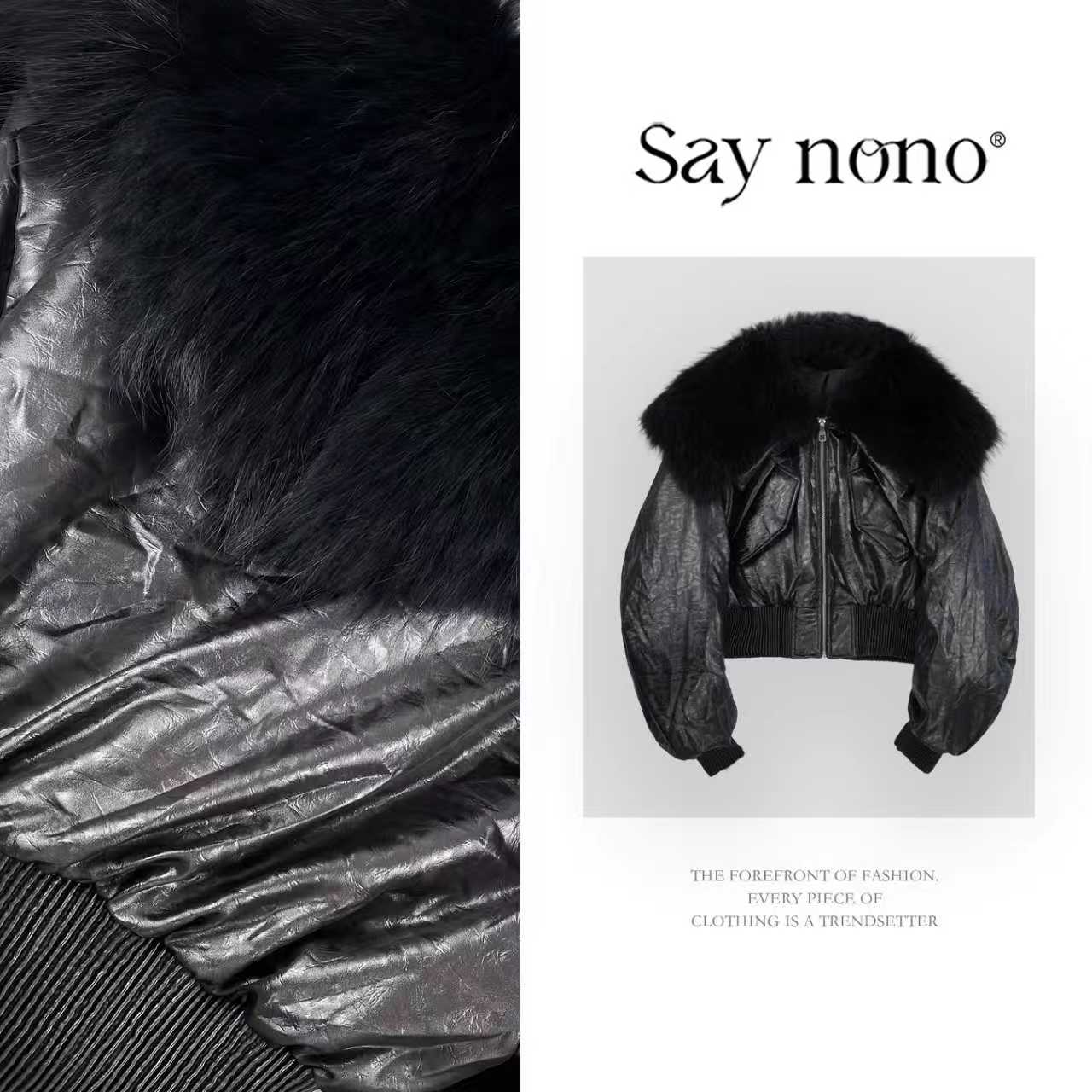 懒猫nono│Saynono时尚复古貉子毛毛领披肩羽绒服 GX1600LY