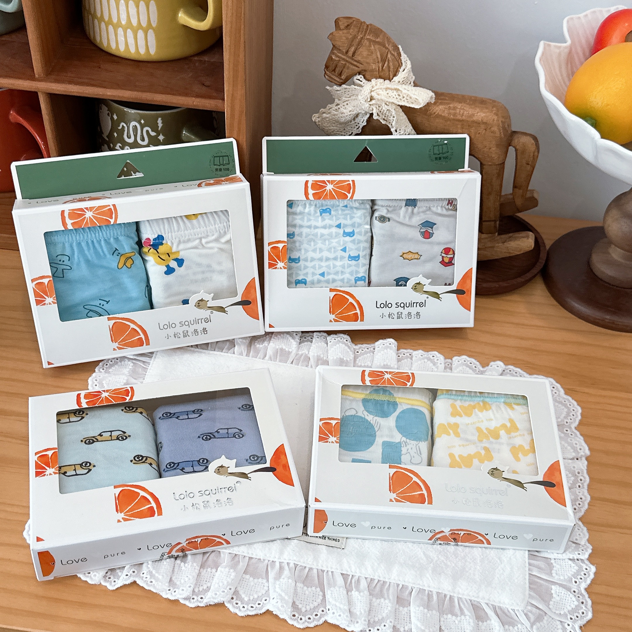 【男孩款】 8条1-3岁 宝宝 婴幼儿 纯棉 平角家居服 小松鼠洛洛