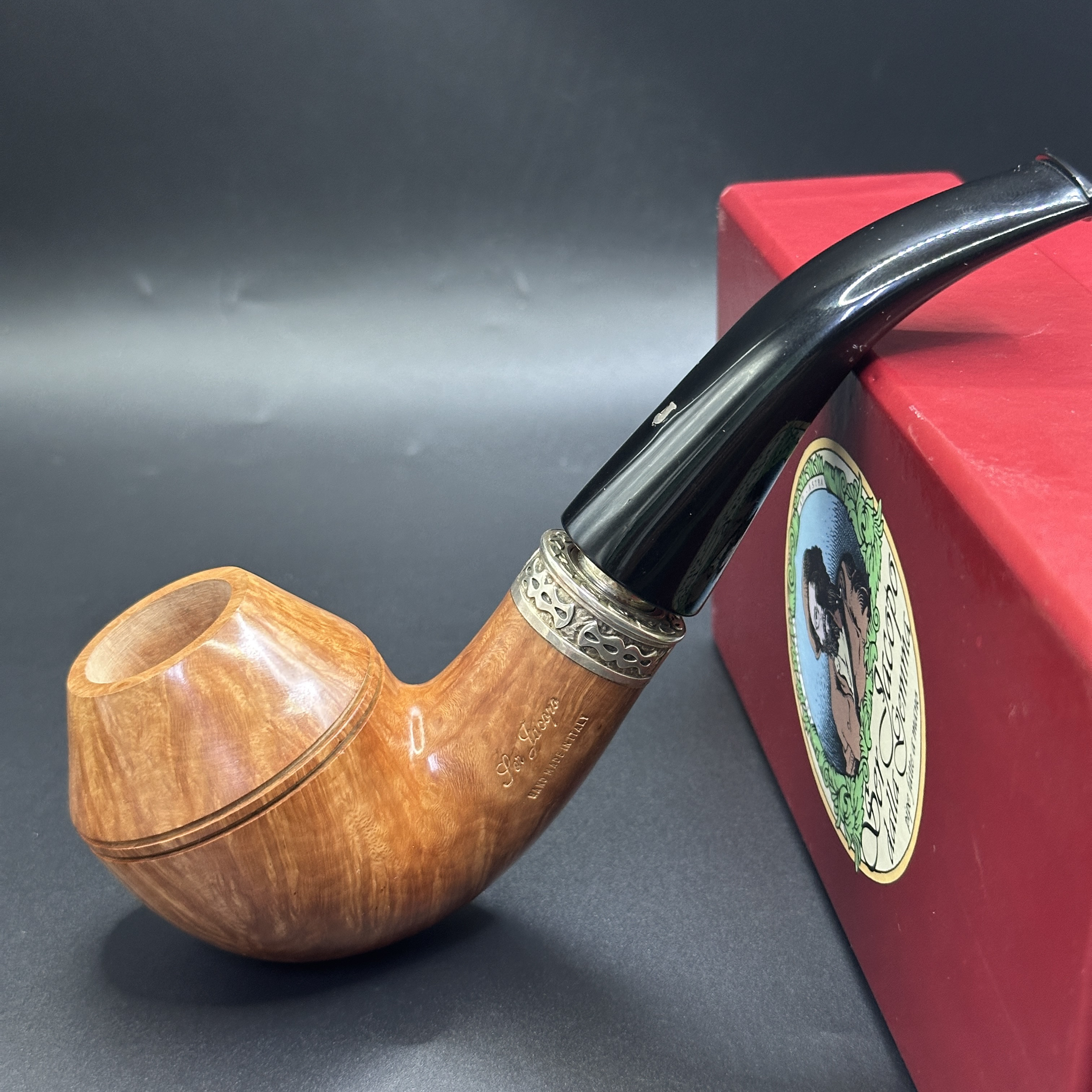 意大利雅克博L2D加大弯牛头石楠木烟斗烟具