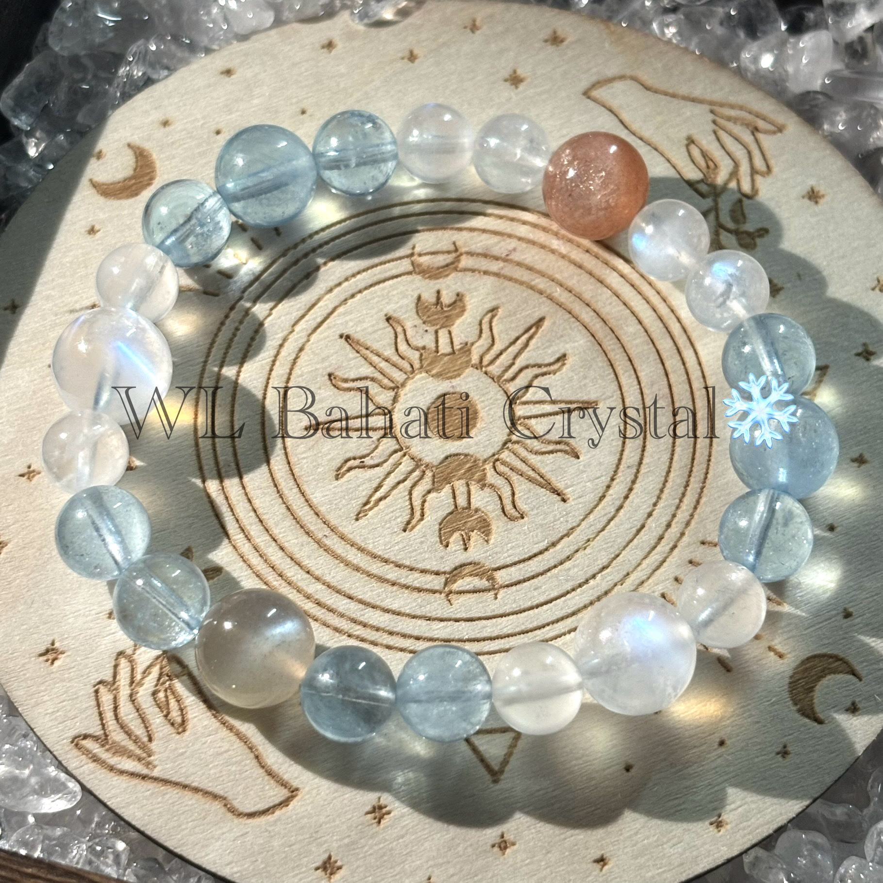 合金石英石手链 海の天然Crystal手串（8-11mm）手围17cm