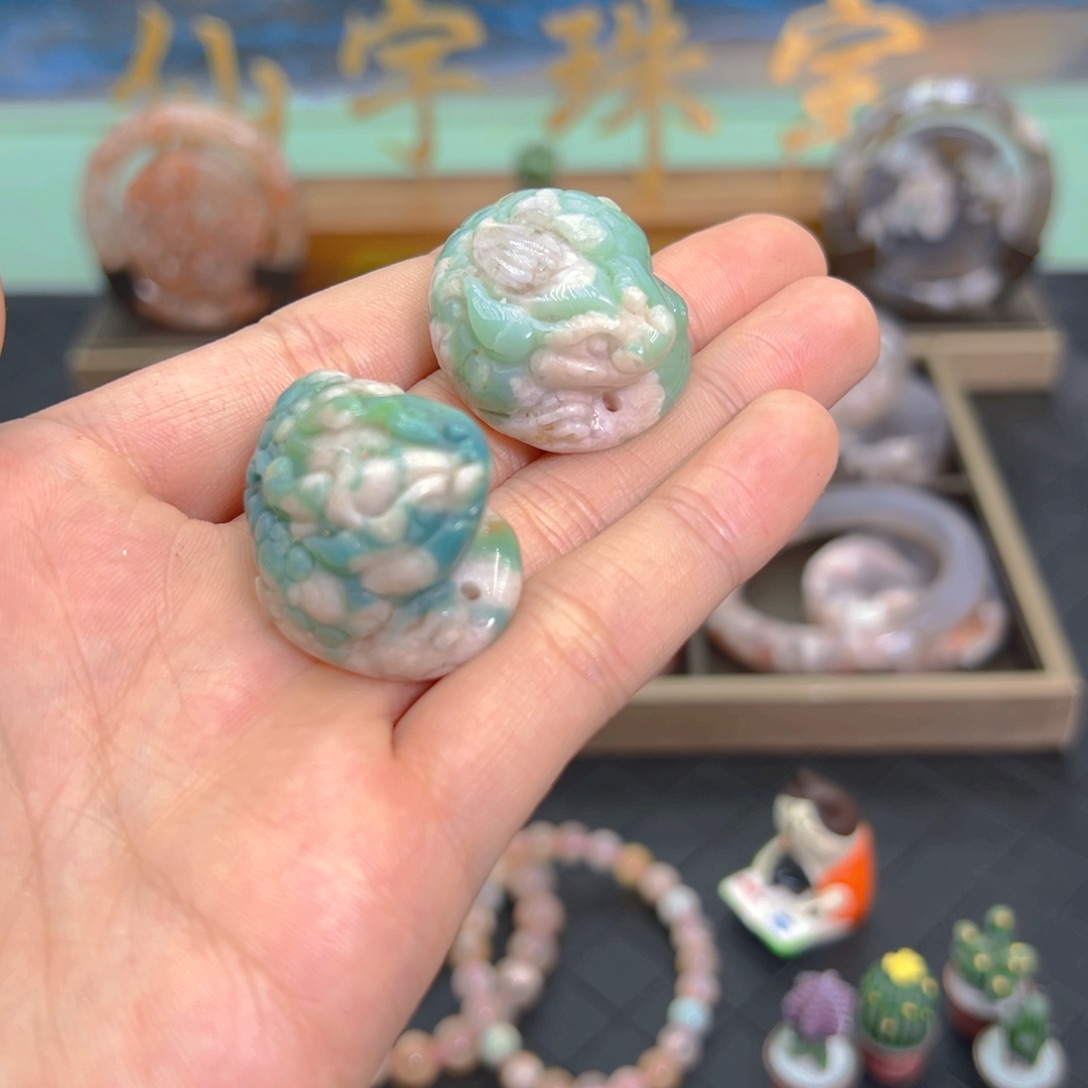 布艺非金属欢*天然樱花吊坠摆件 绿色