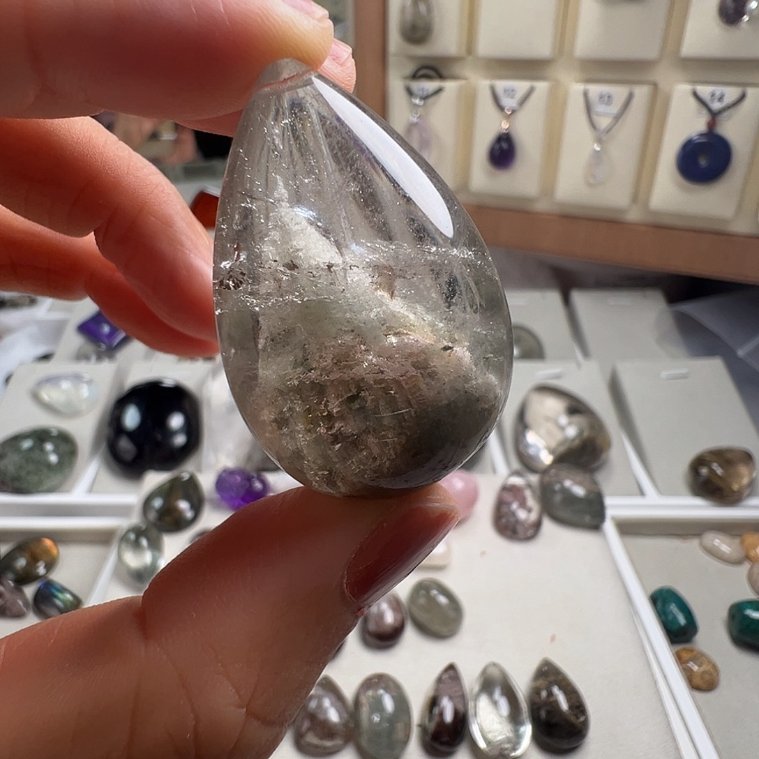 兰***师颈饰水晶银S925镶嵌天然幽灵水晶