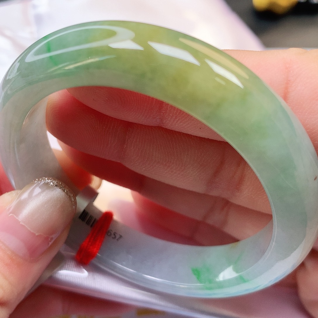 未镶嵌手镯翡翠缅甸纯天然A货翡翠老坑种完美黄加绿140号