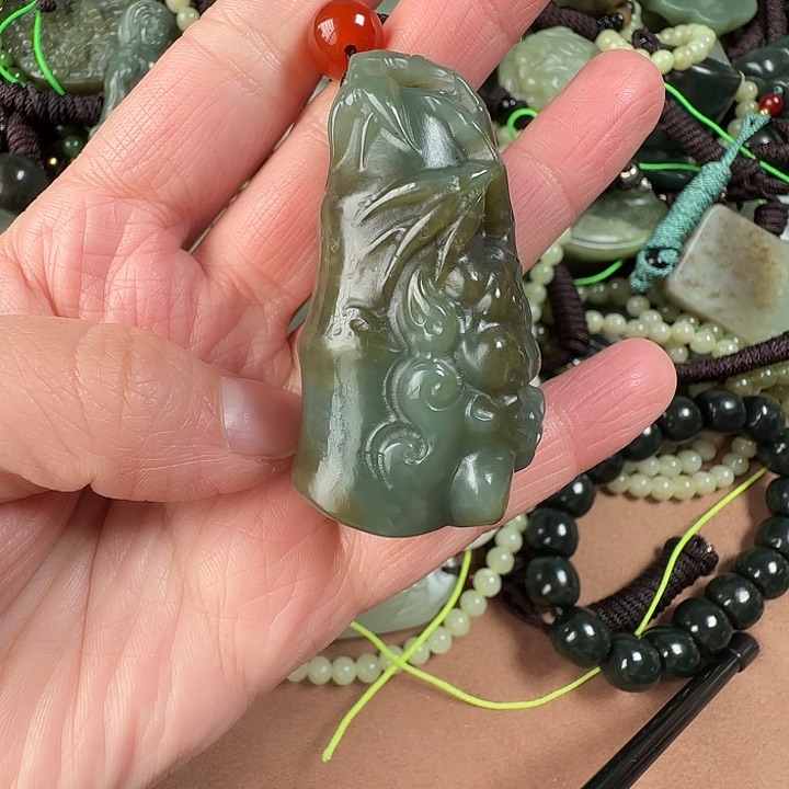 和田玉颈饰银S925镶嵌