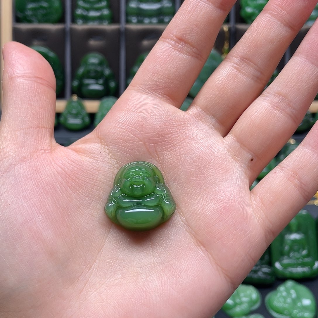 和田玉吊坠➕18k扣头18K金镶嵌光*