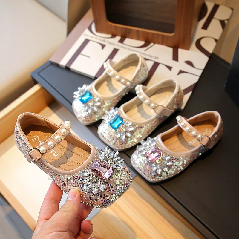 女童公主鞋2025春秋新款儿童鞋子小女孩配礼服水晶鞋小皮鞋989