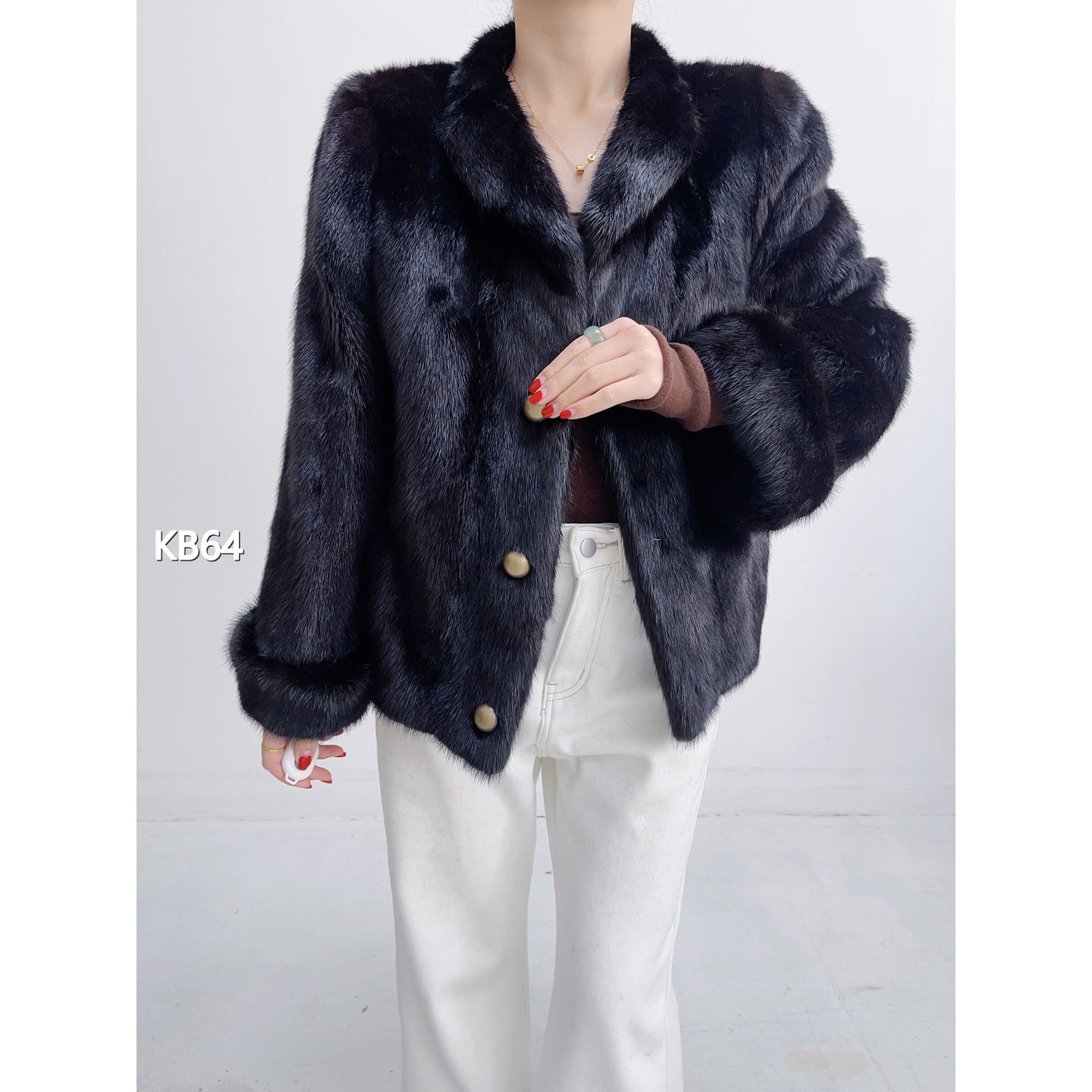 【KB64】S 茶黑色短款全抽水貂毛（肩40胸100衣60袖56）26064