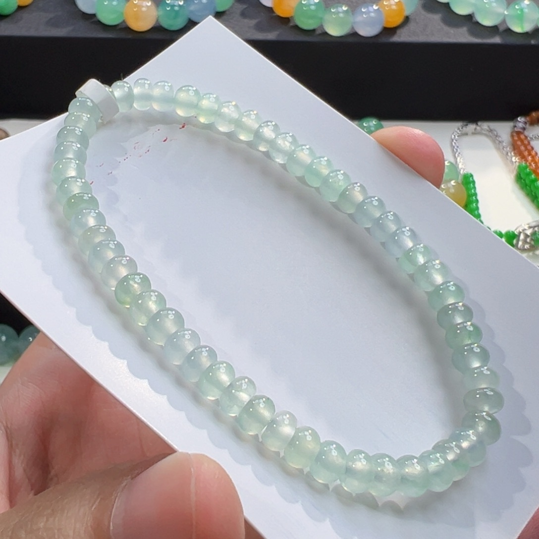 定制翡翠未镶嵌高冰玻晴刚算盘珠