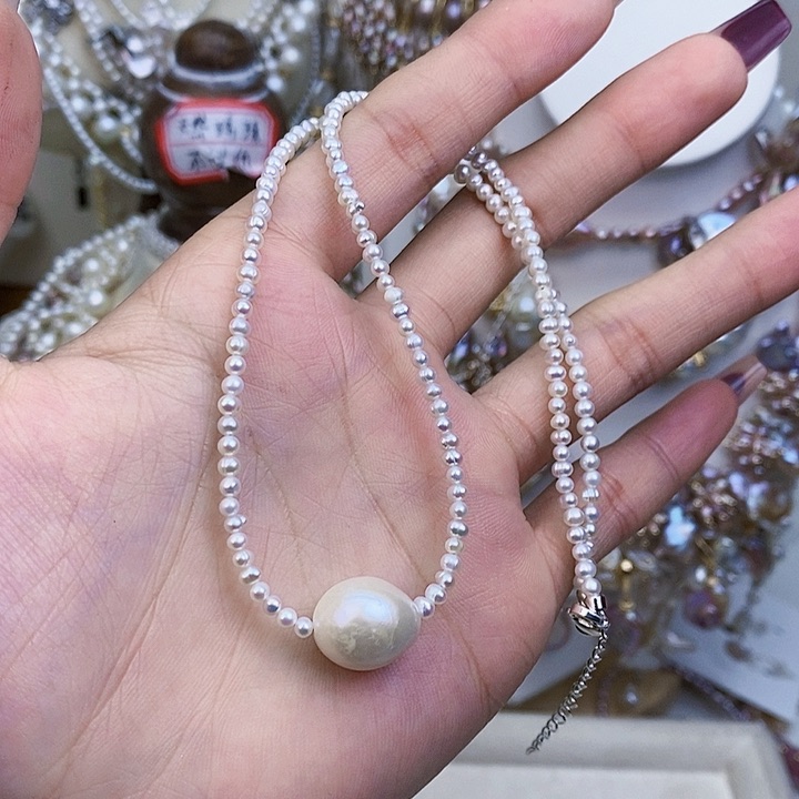 淡水珍珠颈饰银S925镶嵌