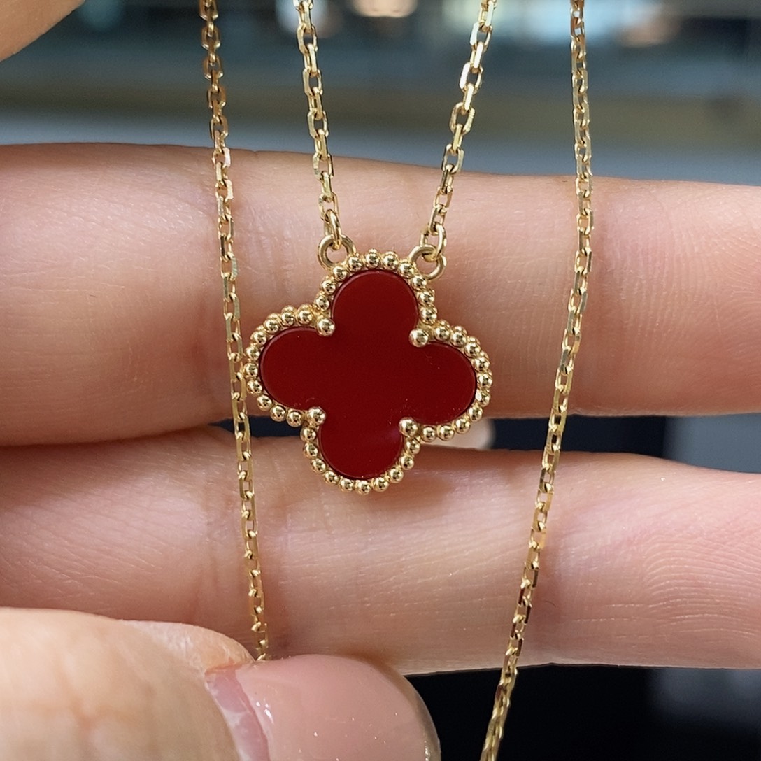 玛瑙/玉髓颈饰18K金镶嵌红15mmk枚