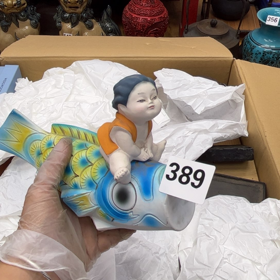 瓷片小**?摆件工艺品摆件666 