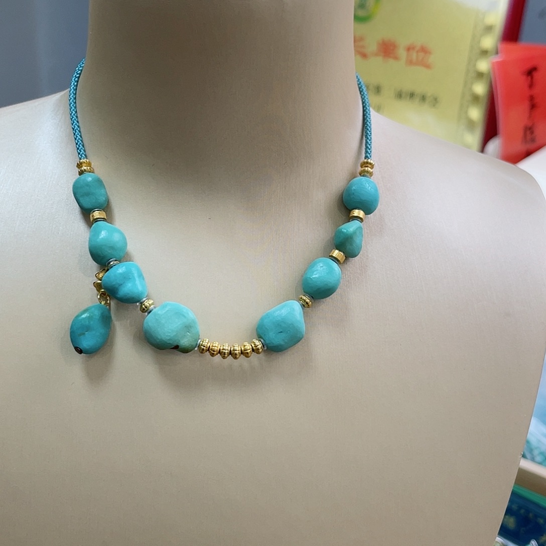 绿松石珠宝奇石18K金镶嵌