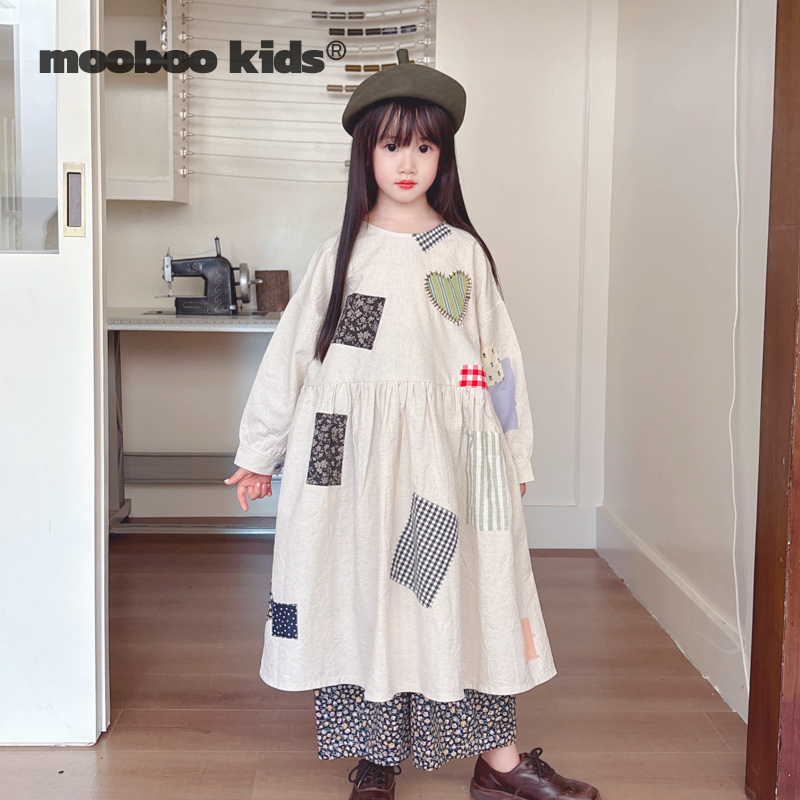 MoobooKids_本期重工面料拼接森系娃娃连衣裙+双面穿碎花格纹裤子