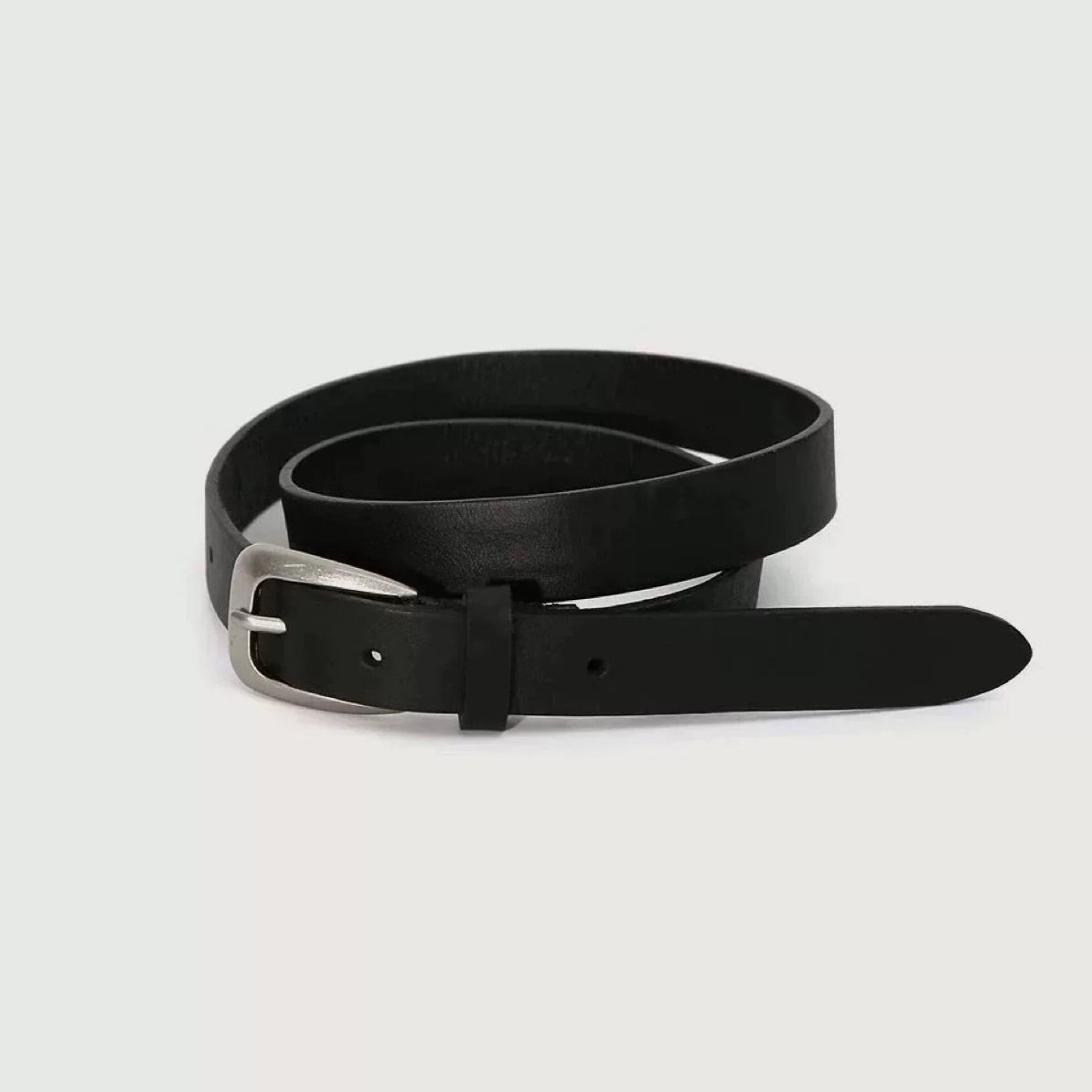 mohhe韩国韩系复古时尚黑色圆头头皮带腰带