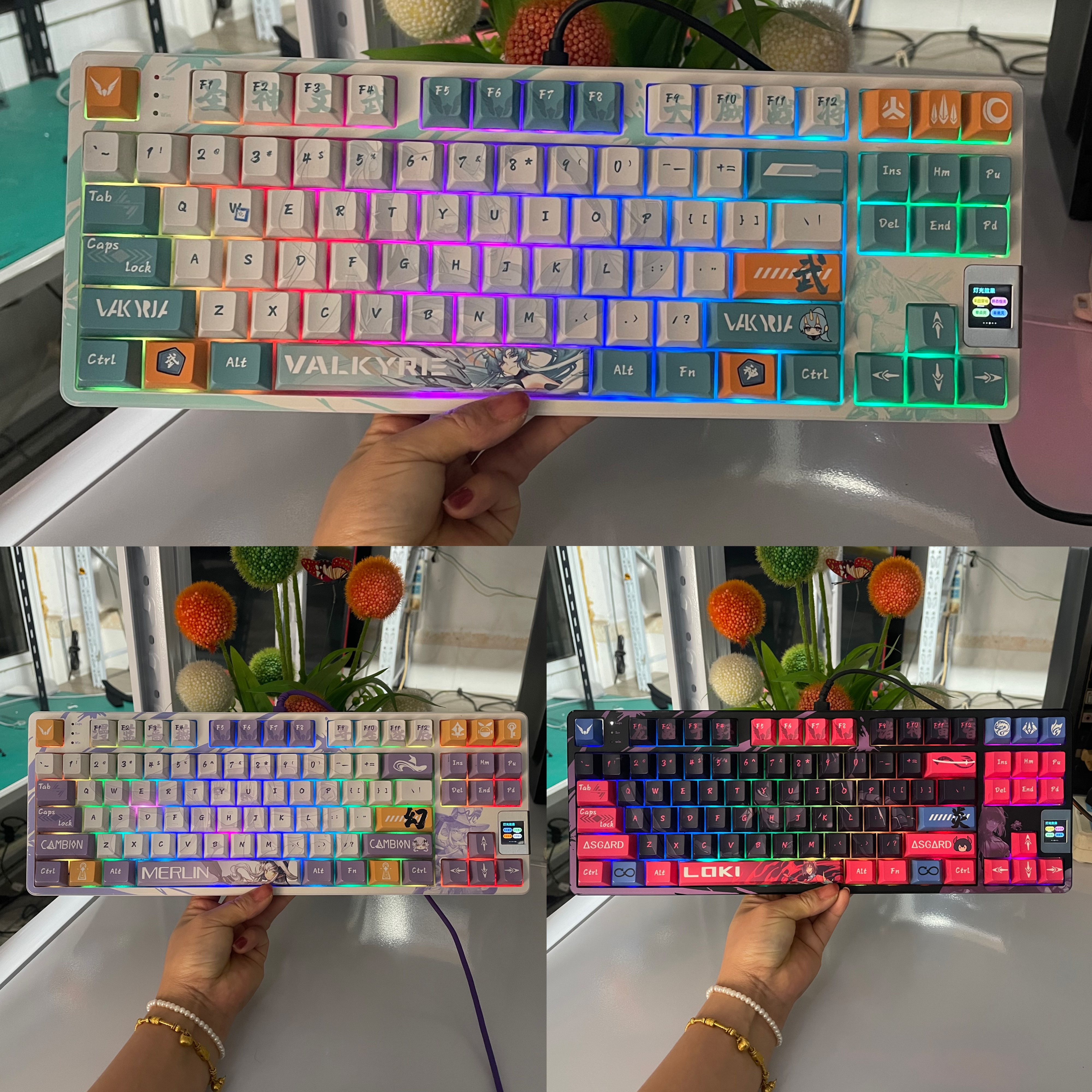 8新 iQOO 二手网吧机械键盘VK87瓦卡基里动漫二次元 三模机械键盘
