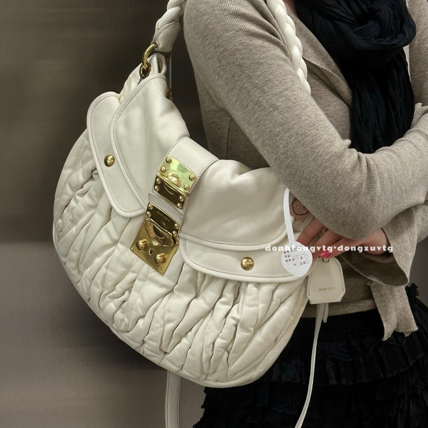 95新 MIU MIU/缪缪 miumiu 白金元宝单肩斜挎包