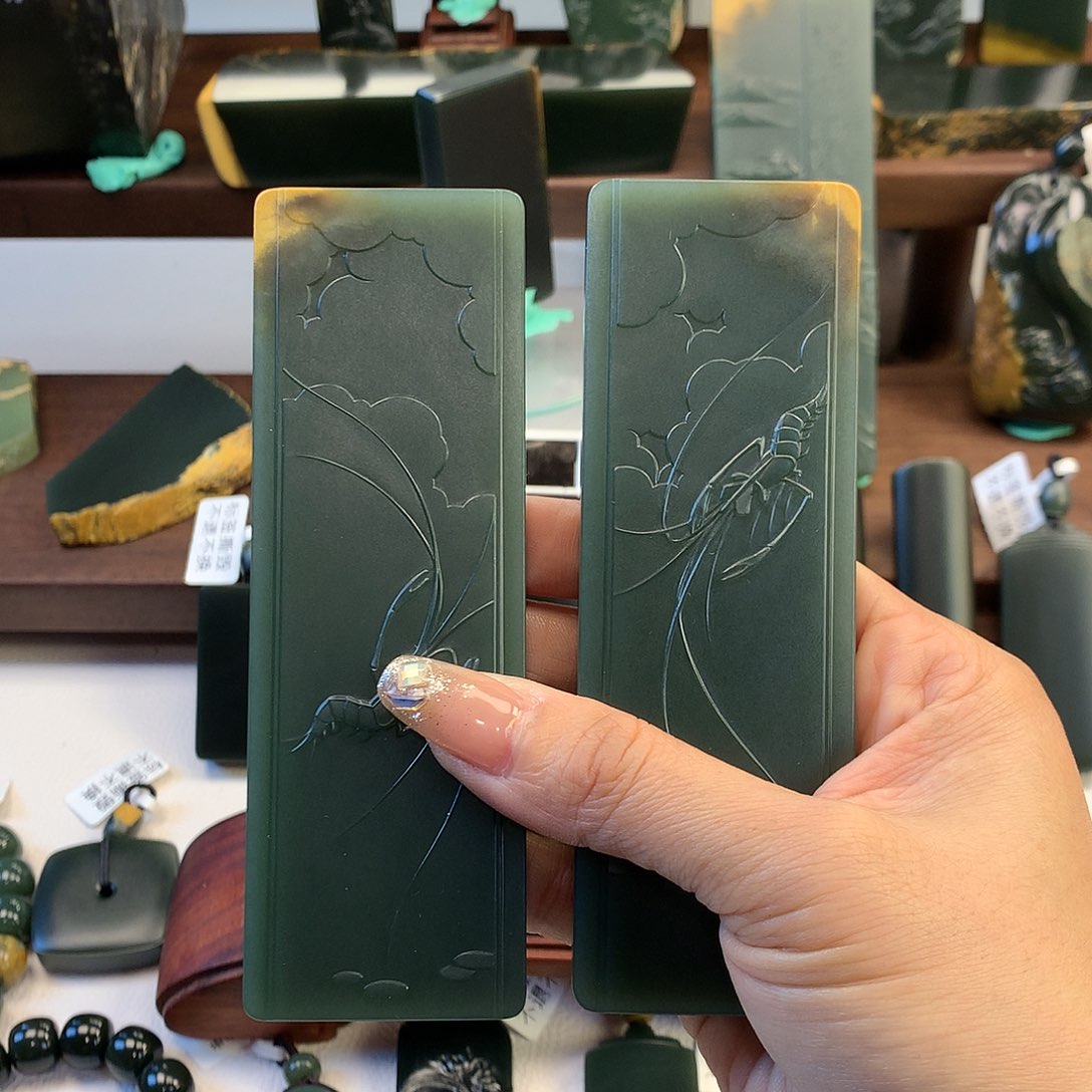 岫岩河磨玉（透闪石质玉）摆件未镶嵌唐****)