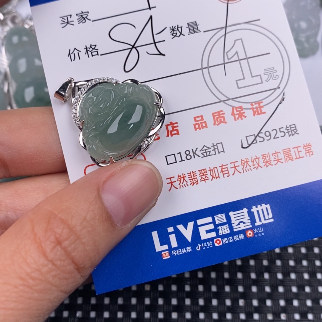 丫****翡翠银S925镶嵌颈饰