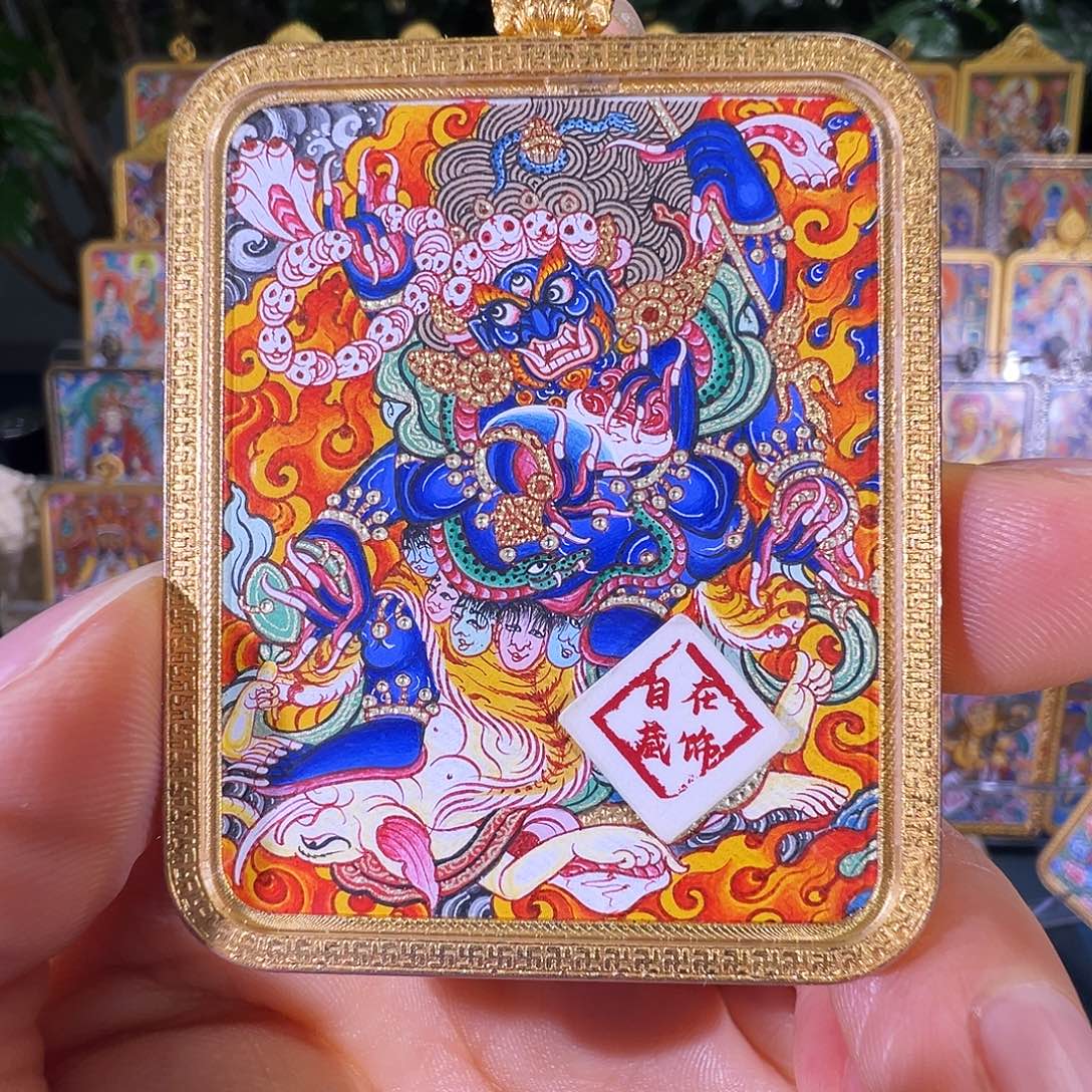 吊坠大黑天热贡纯手绘唐卡