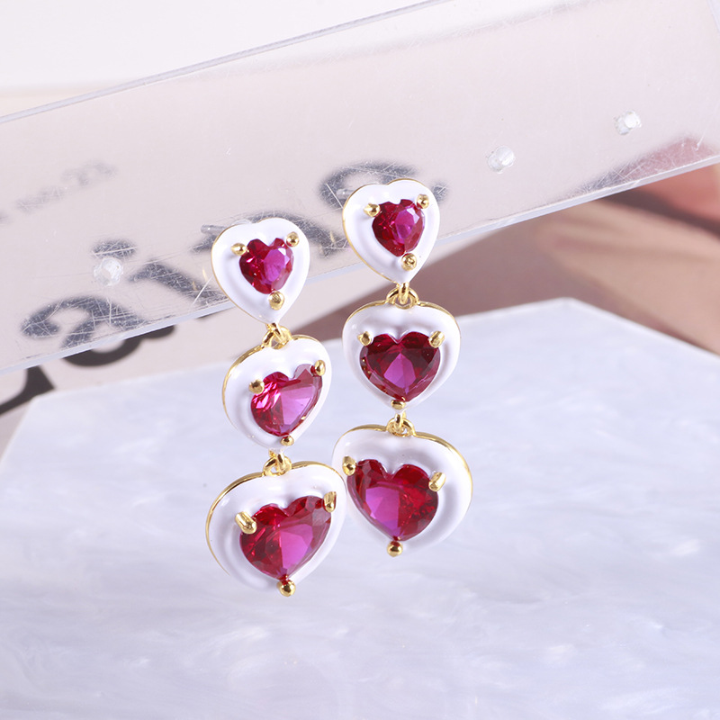 铜合金合成锆石耳饰 铜合金合成立方氧化锆耳钉气质轻奢时尚22293