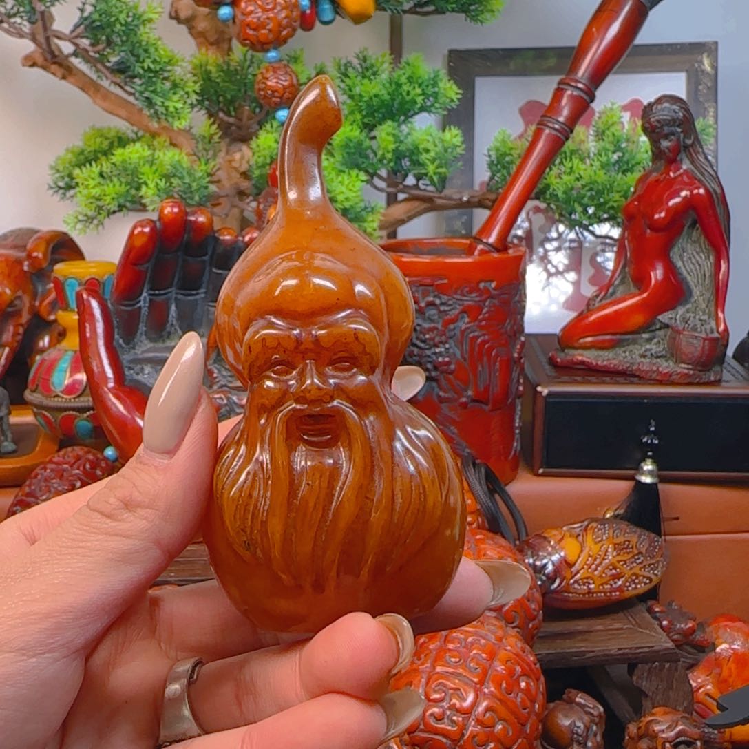 琥珀裸石未镶嵌大葫芦