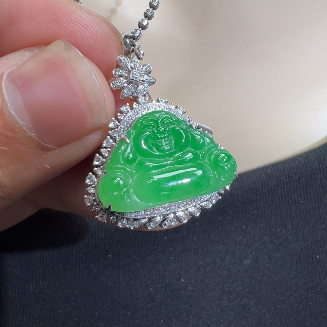 翡翠吊坠(不含链)18K金镶嵌