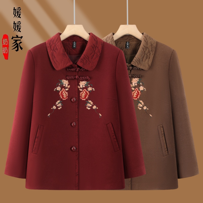 中老年女装秋季绣花上衣老人衣服外套奶奶外套老太太洋气女妈妈装