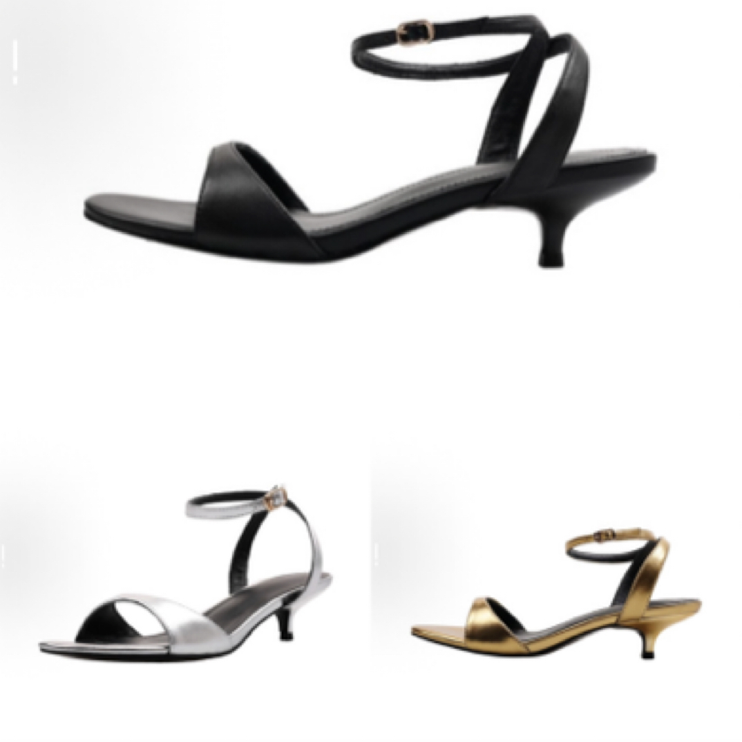 时装凉鞋黑色纯色中跟百搭高跟鞋夏季凉鞋圆头女单鞋浅口露趾