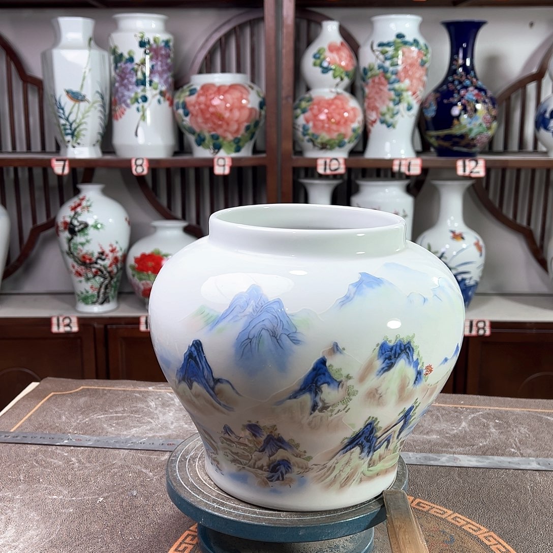 陶摆件景德镇陶瓷大口千里