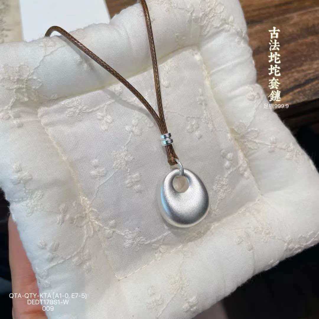吊坠足银 足银999古法【银坨坨】套链新中式国风纯银吊坠时尚项链
