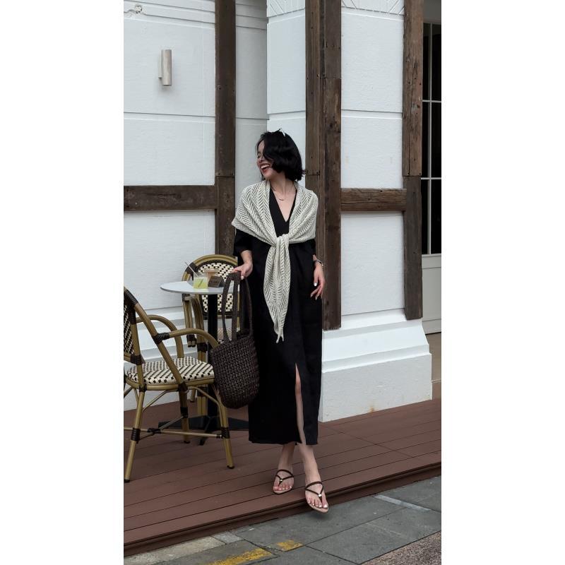 一濛   紫色连衣裙女夏新款法式梨形身材减龄遮胯长裙FZ256G039