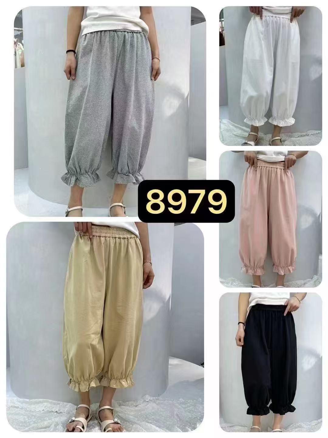 2025夏季新款百搭纯色花苞七分裤