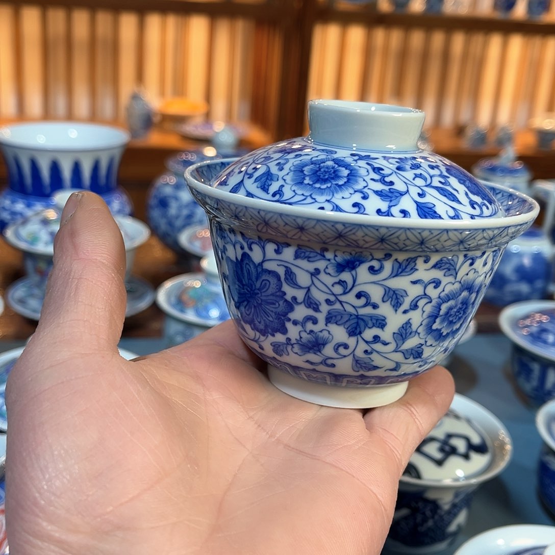 錡镇堂手工手绘盖碗