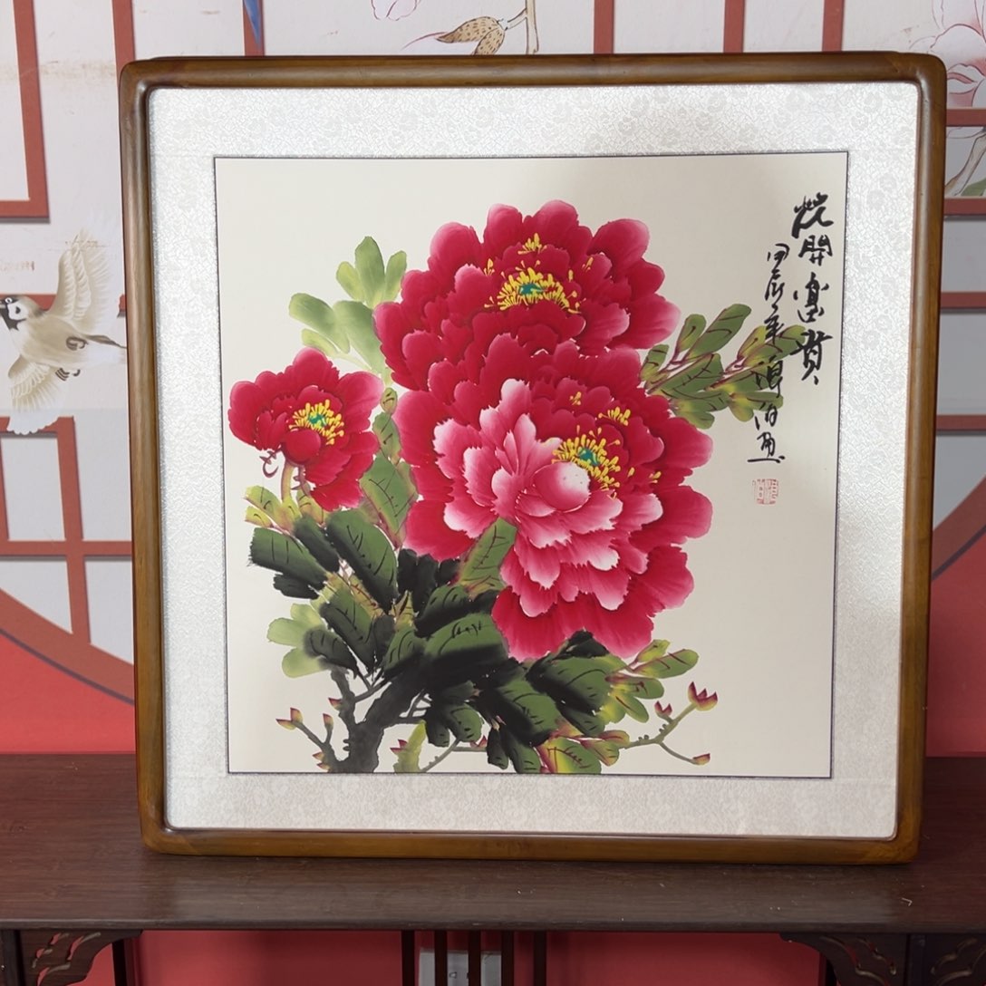 国画带框尺寸63✖️63手绘包邮