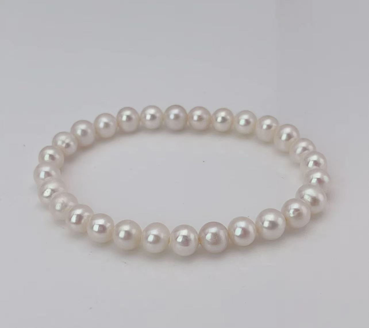【王公子】淡水白珠弹力绳手链 6-7mm