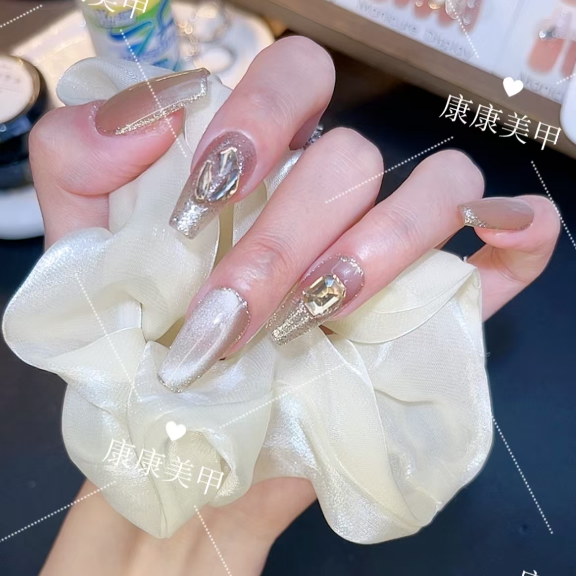 【香槟猫眼】51号纯手工穿戴美甲