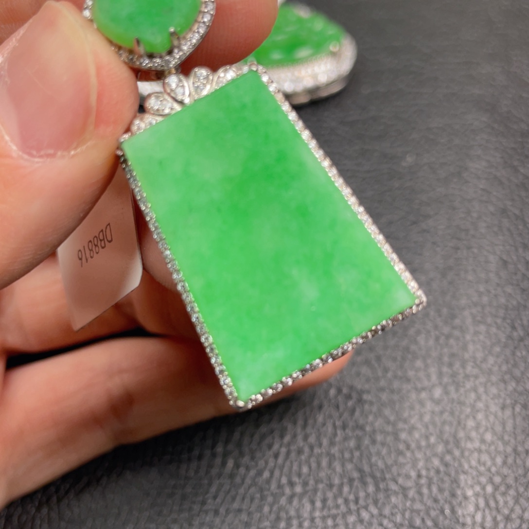 翡翠吊坠(不含链)银S925镶嵌吊坠