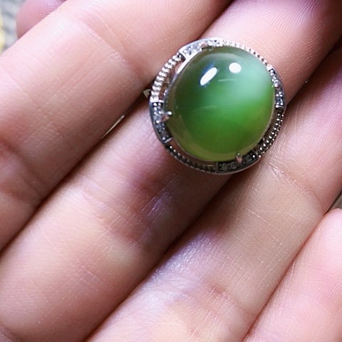 和田玉银S925镶嵌戒指