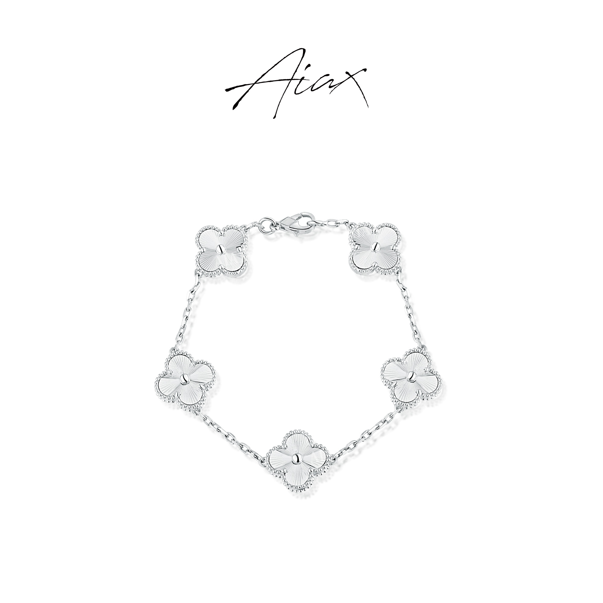 AIAX 925银 镀K金 法式经典轻奢立体简约百搭幸运四叶手链TSS7178