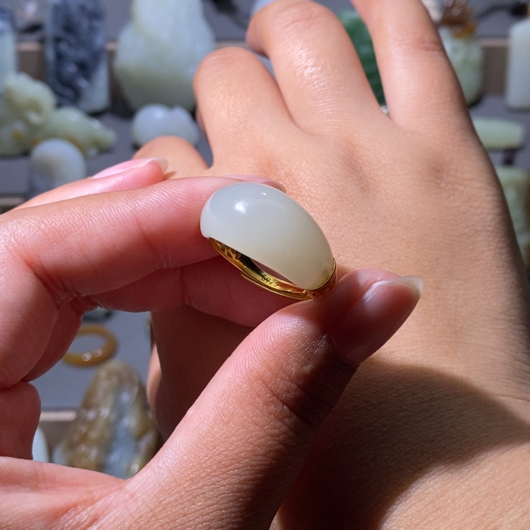 颈饰银S925镀金镶嵌和田玉