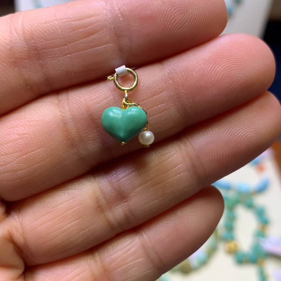 绿松石银S925镀金镶嵌挂件