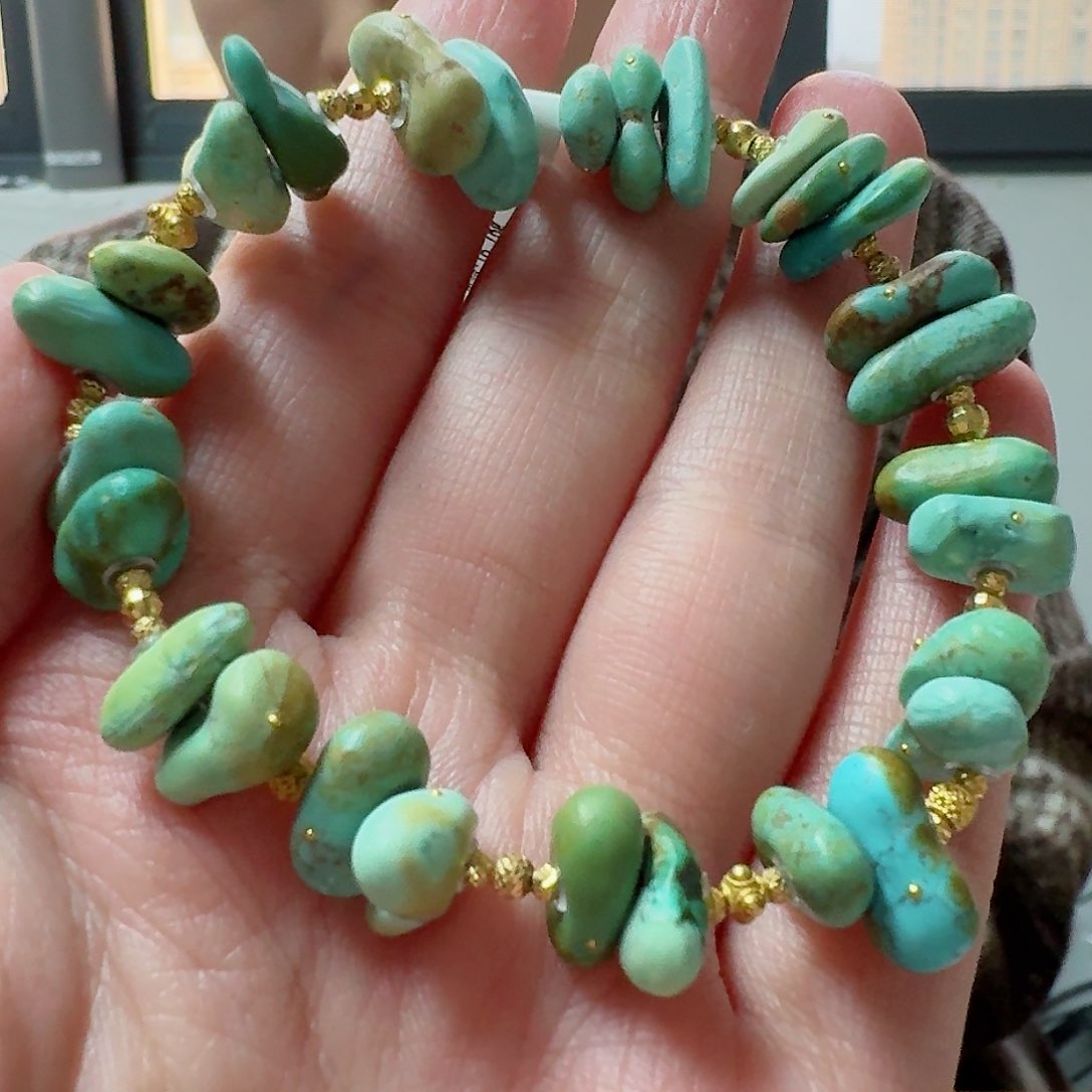 绿松石珠宝奇石18K金镶嵌