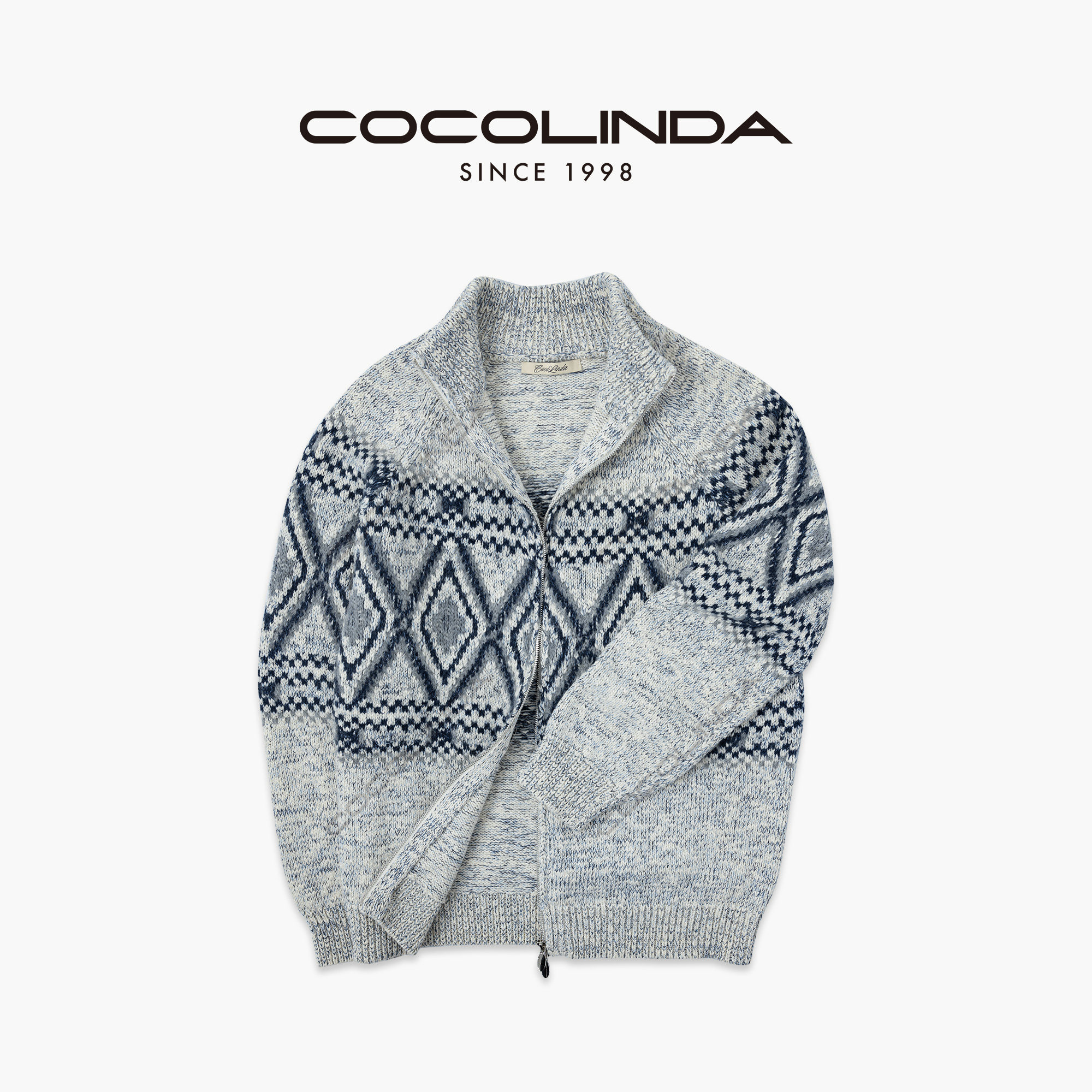 COCOLINDA “圣诞氛围”【绵羊毛5针】环形菱形格提花CP款羊毛衫S5623