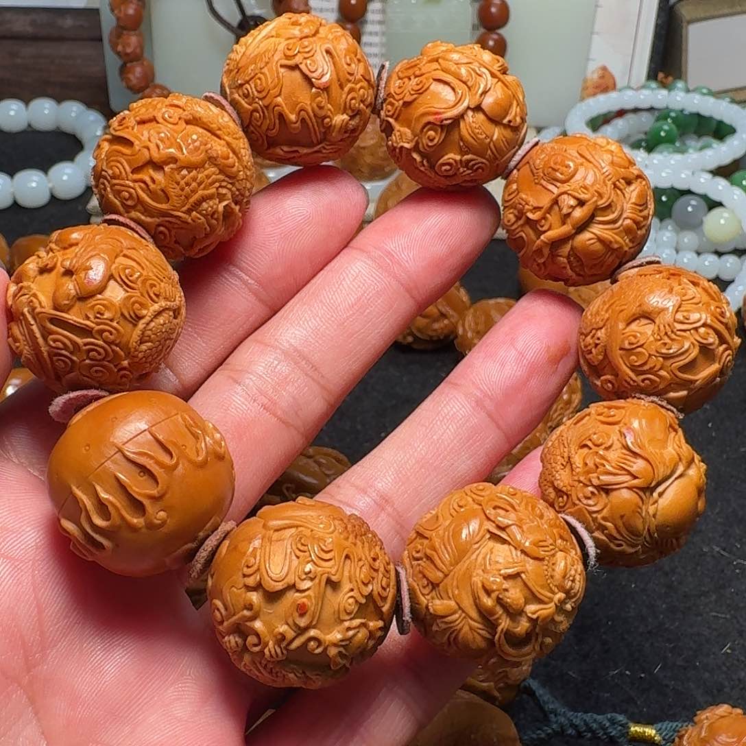橄榄核手串/手链꧁****꧂王晓明核雕艺术正圆