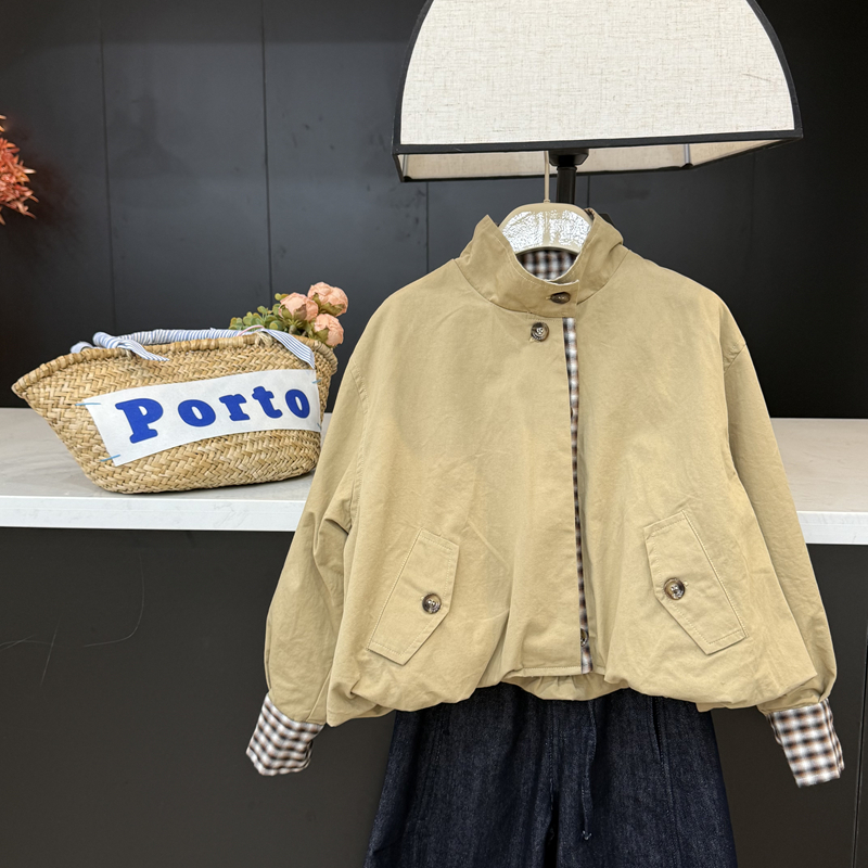 【现货】leomama女童外套秋装儿童洋气短款风衣两面穿大童时髦衣服